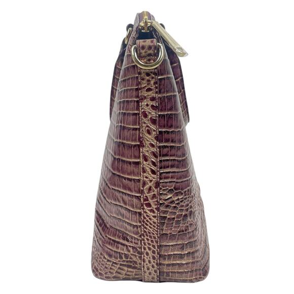 Brahmin Large Duxbury Satchel Bag Port Ombre Melbourne Purple Leather Croc - Picture 3 of 14